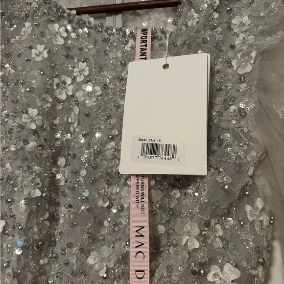 NWT Mac Duggal Dress 20444 // Embellished Gathered Long sleeve A-Line // Size 10 - Picture 9 of 9